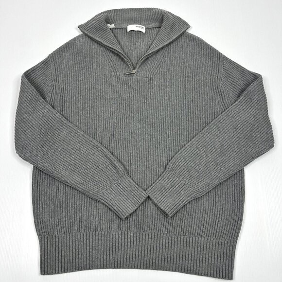 SELECTED HOMME 1/4 zip knit gray sweater large LIKE NEW!!! - Picture 3 of 3